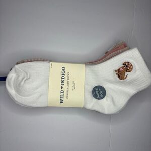 Wild Indigo Dachshund Quarter Crew Socks 6 Pack Pink Mauve White Tan NWT